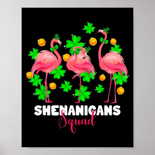 Poster équipe de shenanigans de la Saint-Patrick flamant  (Devant)