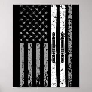 Poster Équipe de ski de descente 4 juillet drapeau améric