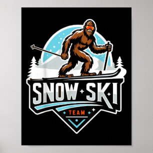 Poster Équipe de ski sur neige Sasquatch Dessin animé Big