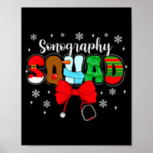 Poster Équipe de sonographie Arc Stéthoscope Père Noël Mi
