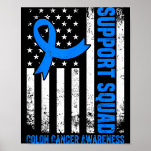 Poster Équipe de soutien Drapeau américain USA Cancer du