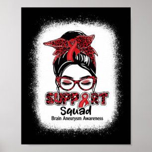 Poster Équipe de soutien Messy Bun Burgundy Ribbon Cervea
