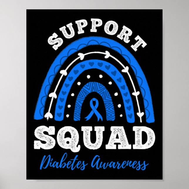Poster Équipe de soutien Ruban bleu T1d Type 1 Diabète Aw (Devant)
