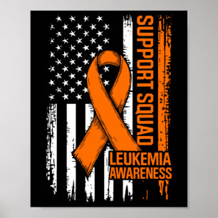 Poster Équipe de soutien Ruban orange Leucémie Cancer du