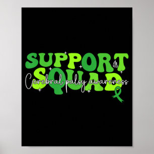 Poster Équipe de soutien Ruban vert Infirmité motrice cér