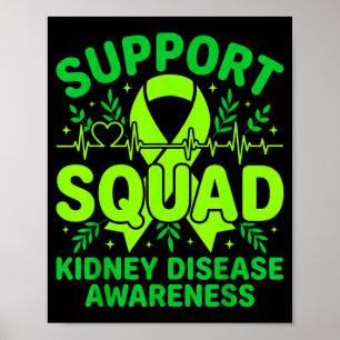 Poster Équipe de soutien Ruban vert Maladie rénale