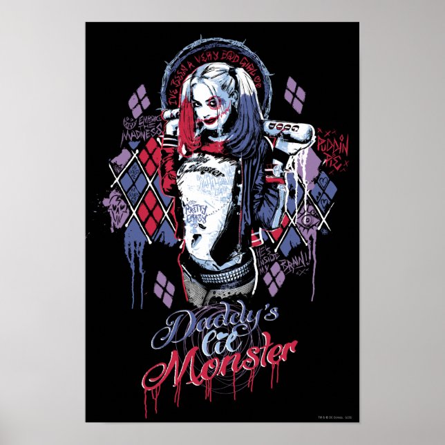 Poster Équipe de suicide | Harley Quinn Graffiti encré (Devant)