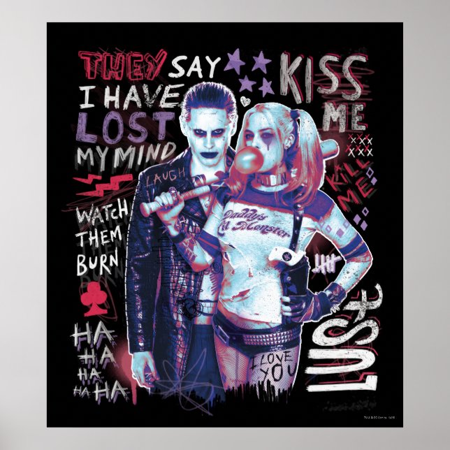 Poster Équipe de suicide | Joker & Harley Typographie Pho (Devant)