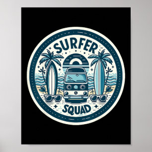Poster Équipe de surfeurs Équipement de surf pour surfeur