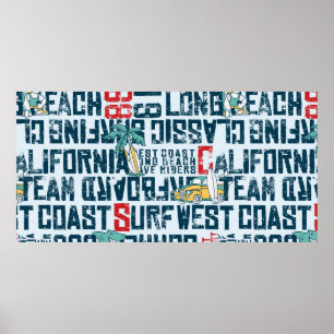 Poster Équipe de Wave rider côte ouest Californie
