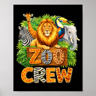 Poster Équipe de zoo safari faune animal gardien de zoo