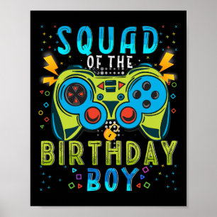 Poster Équipe du jeu vidéo d'anniversaire du garçon corre