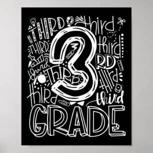 Poster Équipe Enfants Enseignant Byck To School 3rd Grade
