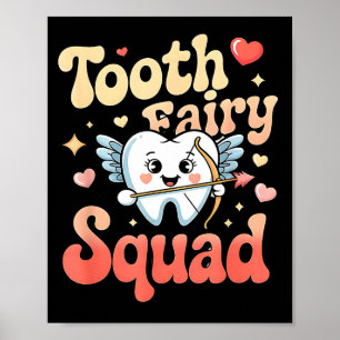 Poster Équipe Fée des Dents Mignon Câlin Dent Rétro Humou