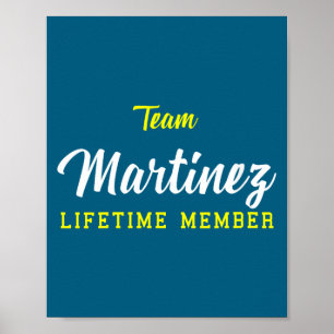 Poster Équipe féminine Martinez Membre à vie Nom de famil
