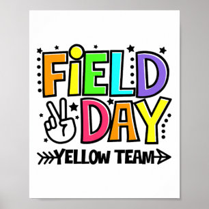 Poster Équipe jaune de la journée sur le terrain drôle po