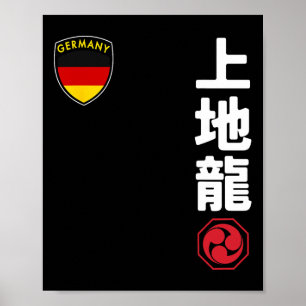 Poster Équipe Karate Uechi Ryu Allemand Drapeau Martial J