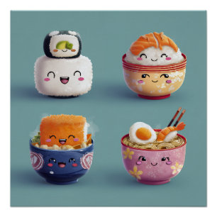 Poster Équipe Kawaii Sushi & Ramen