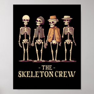Poster Équipe masculine de squelette d'Halloween