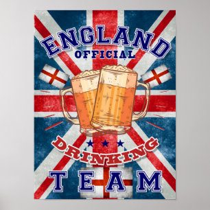 Poster Équipe Officielle De Boisson D'Angleterre. Bière a
