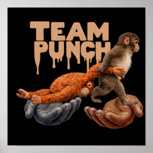 Poster Équipe Punch Égouttant Singe Japonais