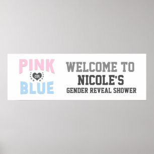 Poster Équipe ROSE ou BLEUE Révélation du sexe de bébé Sh