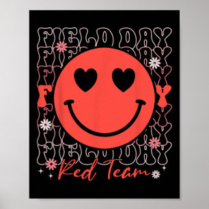 Poster Équipe rouge Field Day visage souriant Field Day J