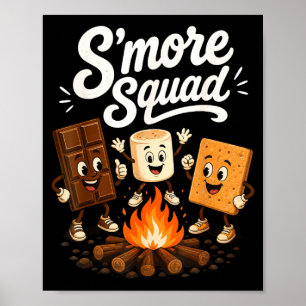 Poster Équipe S'mores drôle de feu de camp de guimauve
