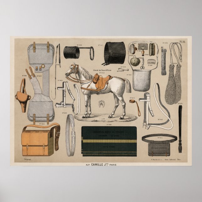 Poster équipement vintage d'équitation (1890) (Devant)