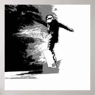 Poster Équitation libre - Snowboarder