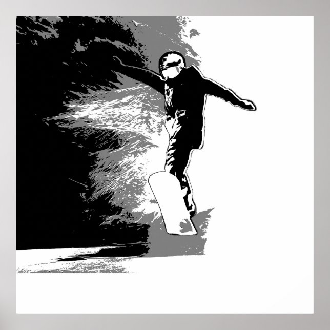 Poster Équitation libre - Snowboarder (Devant)