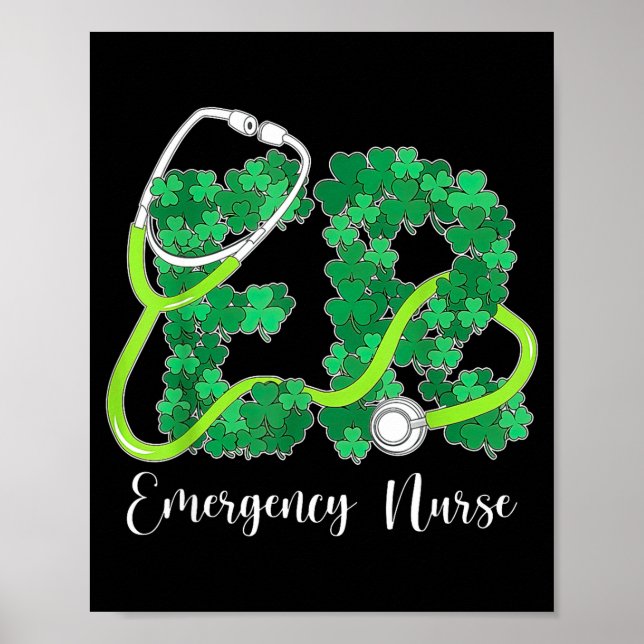 Poster Er Emergency Nurse Stethoscope St. Patrick's Day S (Devant)