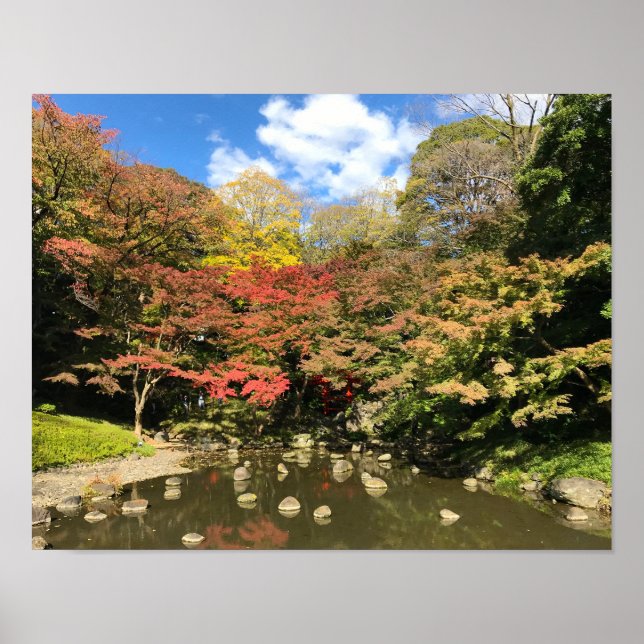 Poster Érables colorés par Étang (Devant)