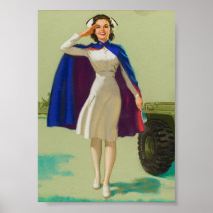 Poster Ère vintage Nuse de la deuxième guerre mondiale,