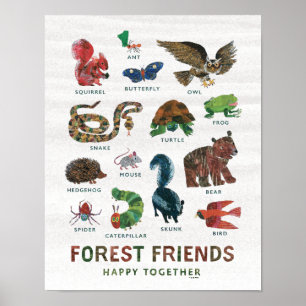 Poster Eric Carle   Les amis de la forêt heureux ensemble