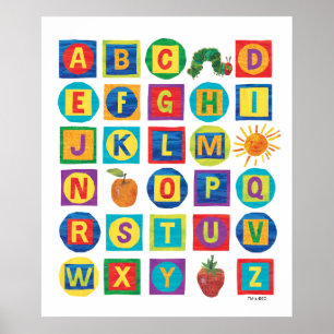 Poster Eric Carle   Motif de cubes alphabetiques