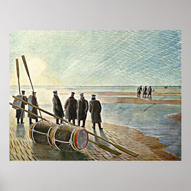 Poster Eric Ravilien - Travail dangereux à basse marée (Devant)