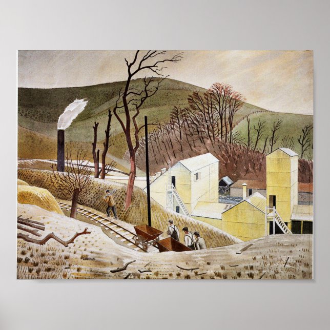 Poster Eric Ravilious - Cimetière n° 2 (Devant)