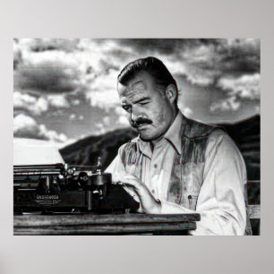 Poster Ernest Hemingway à sa machine à écrire