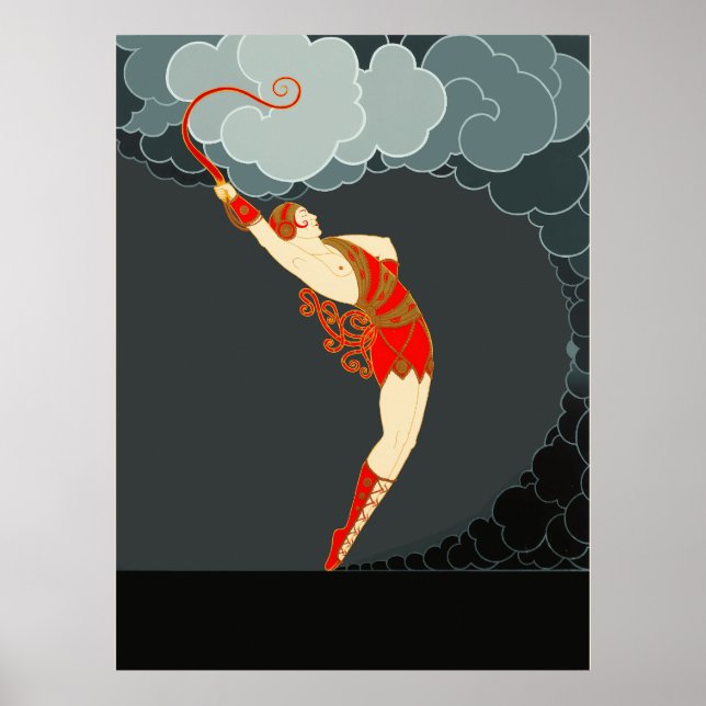 Poster Erté - À la suite de théâtre, La danseuse (Devant)