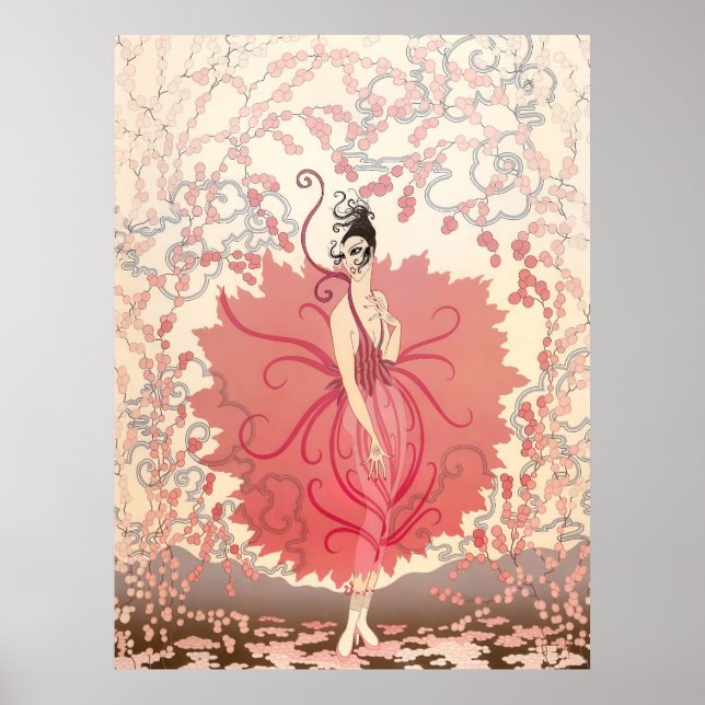 Poster Erté - Dame rose (Devant)