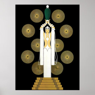 Poster Erté - Emerald Vase [Version de nuit]