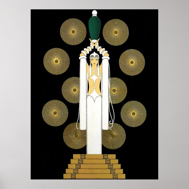 Poster Erté - Emerald Vase [Version de nuit] (Devant)