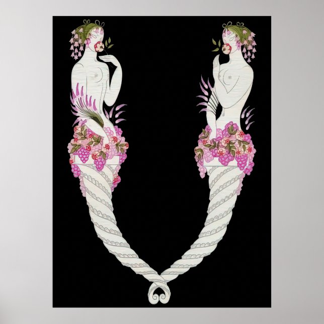 Poster Erté - La Lettre V de la Suite Alphabet, 1976 (Devant)