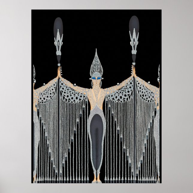 Poster Erté - Les Bijoux de Perle [Noir] (Devant)