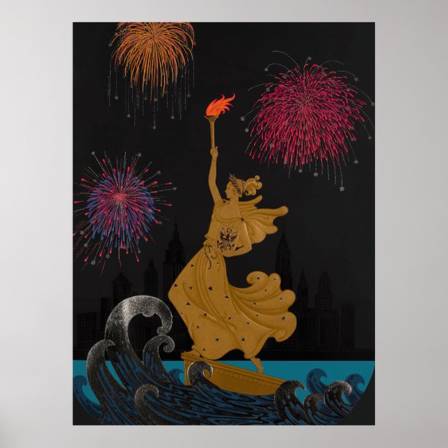 Poster Erté - Statue de la Liberté (Nuit) (Devant)