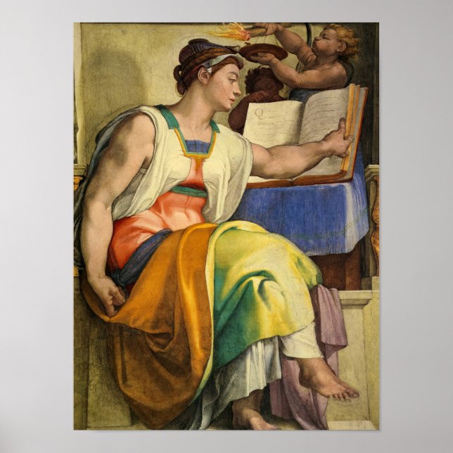 Poster Erythraean Sibyl par Michelangelo (Devant)