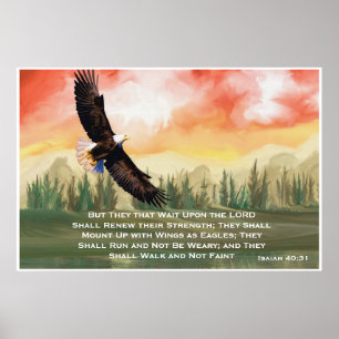 Poster Ésaïe 40:31 La Bible Verse Mont sur les ailes