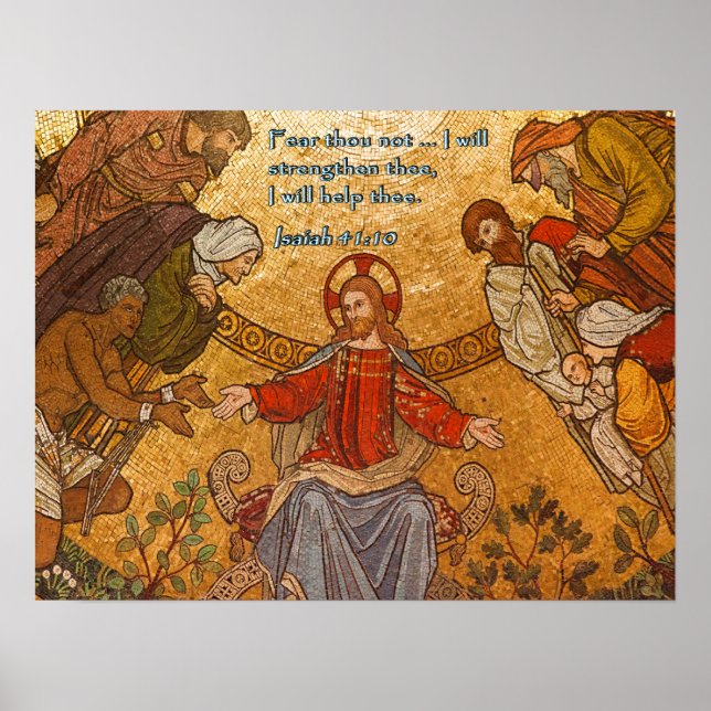 Poster Esaïe 41:10 Jésus mosaïque (Devant)