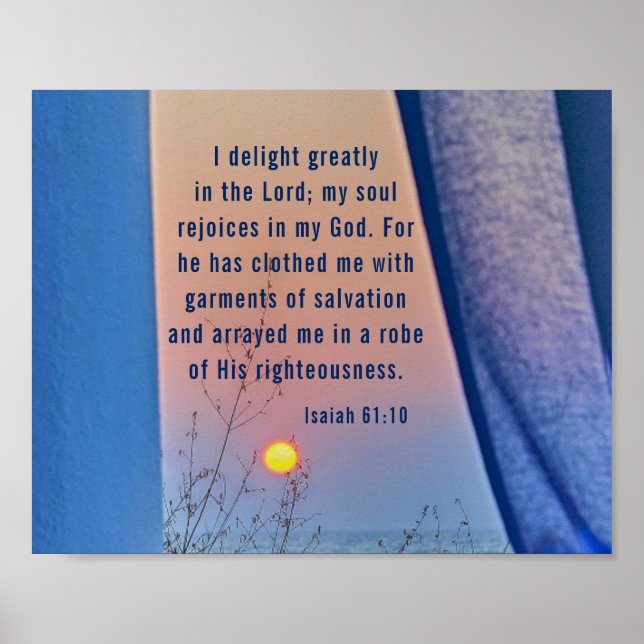 Poster Ésaïe 61:10 Je me réjouis grandement dans la Bible (Devant)